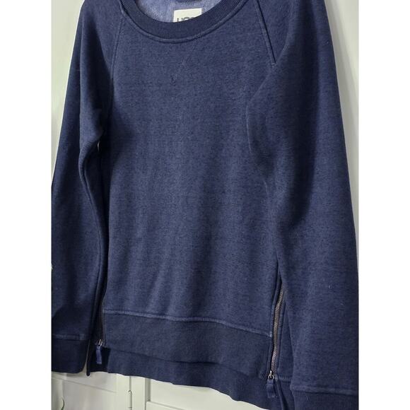UGG AUSTRALIA Womens Navy MORGAN Zipper Raglan Sleeve Sweatshirt Top Small - Picture 3 of 6